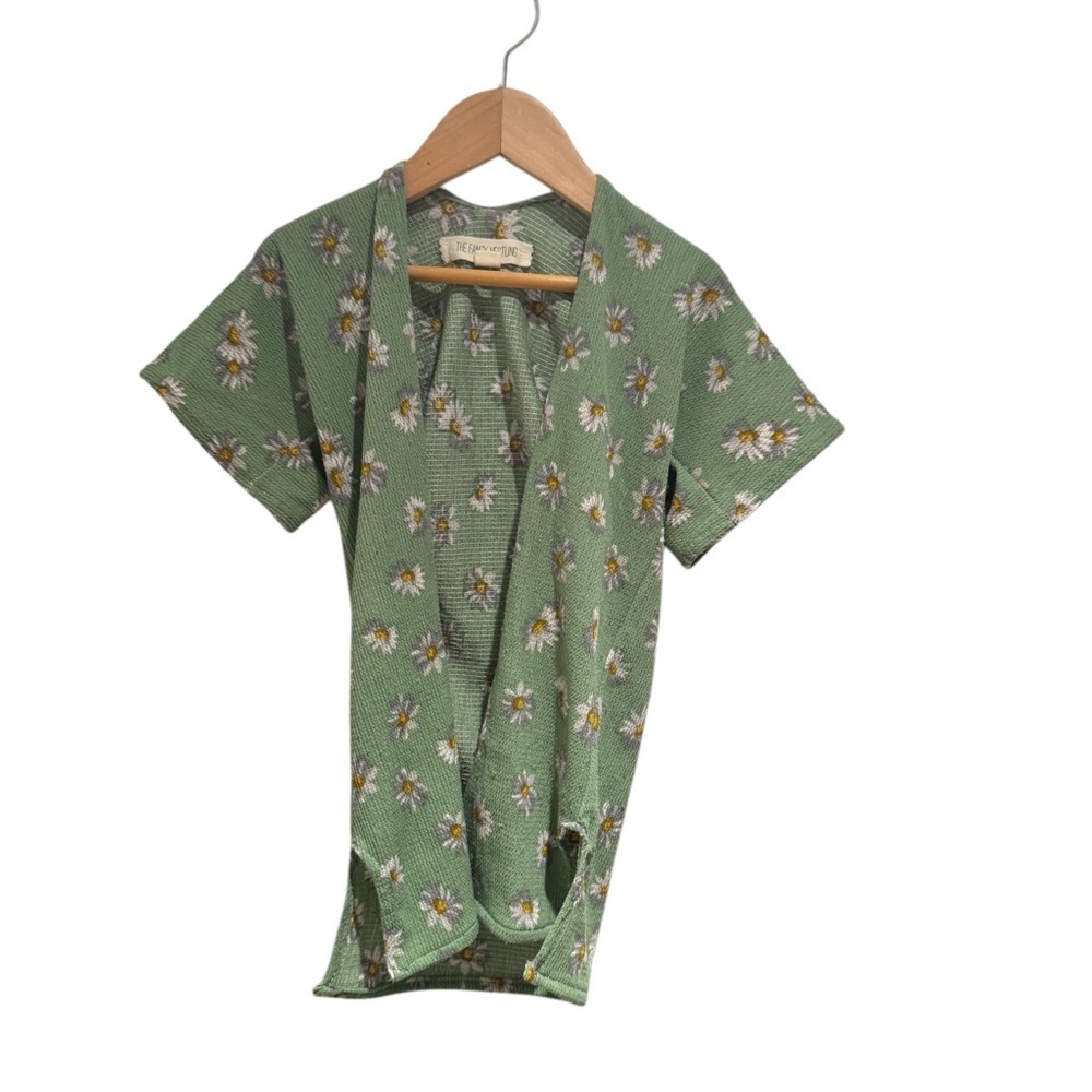 THE FANCY NESTLING Kids Green Floral Kimono/Cardigan - xs (approx 2-4 years)